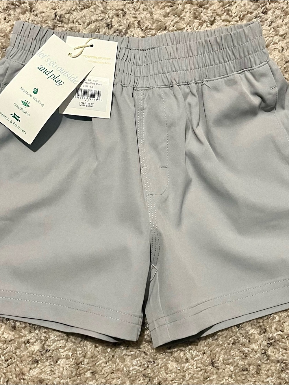 NWT Beaufort Bonnet Company Prepletic™ Sheffield Shorts Saratoga Stone size 7